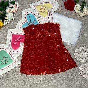 Zara Red Orange Sequin Dress